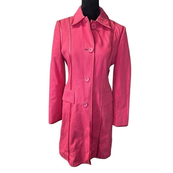 Banana Republic Bright Pink Cotton Trench Coat Barbie Small - Picture 4 of 16